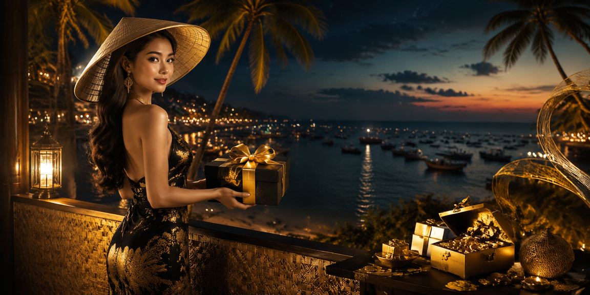 Khách giải trí tại Mũi Né với nón lá truyền thống tham gia casino qua điện thoại